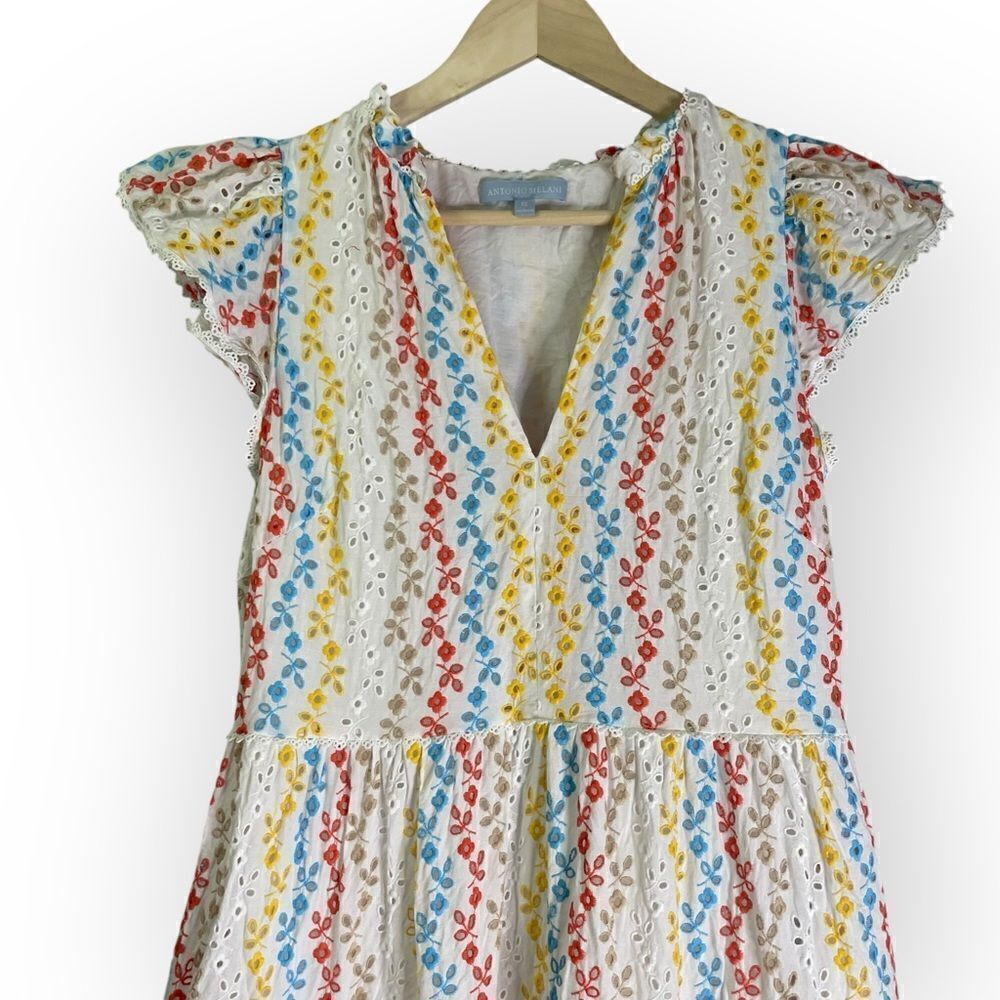 Antonio Melani x Kimberly Whitman Kari Embroidered Ruffle Eyelet Maxi Dress 12 - Picture 3 of 12
